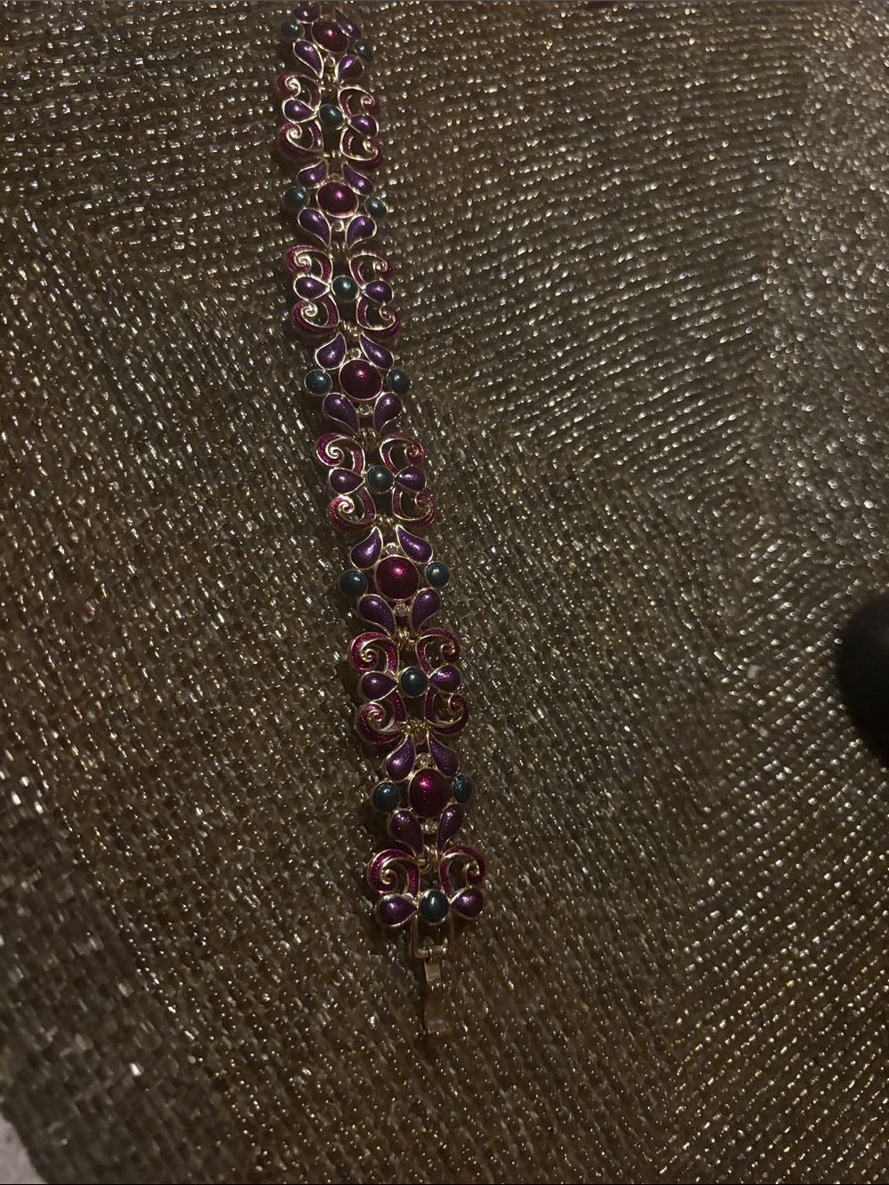 Vintage Napier Gold-Tone Bracelet with Purple and Blue Cabochons